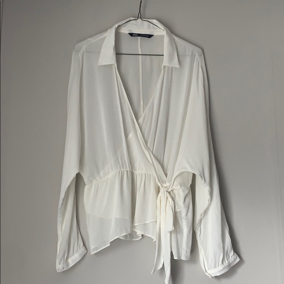 Zara white long sleeve top - Picture 1 of 6